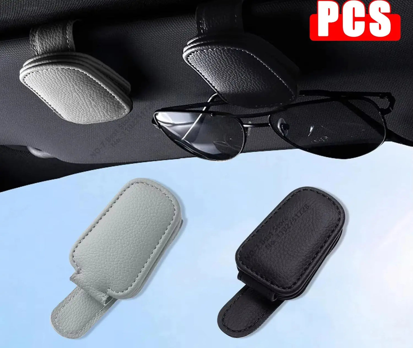 El soporte para gafas de sol se adapta a las viseras del coche, clip magnético de cuero para gafas de sol y clip para b