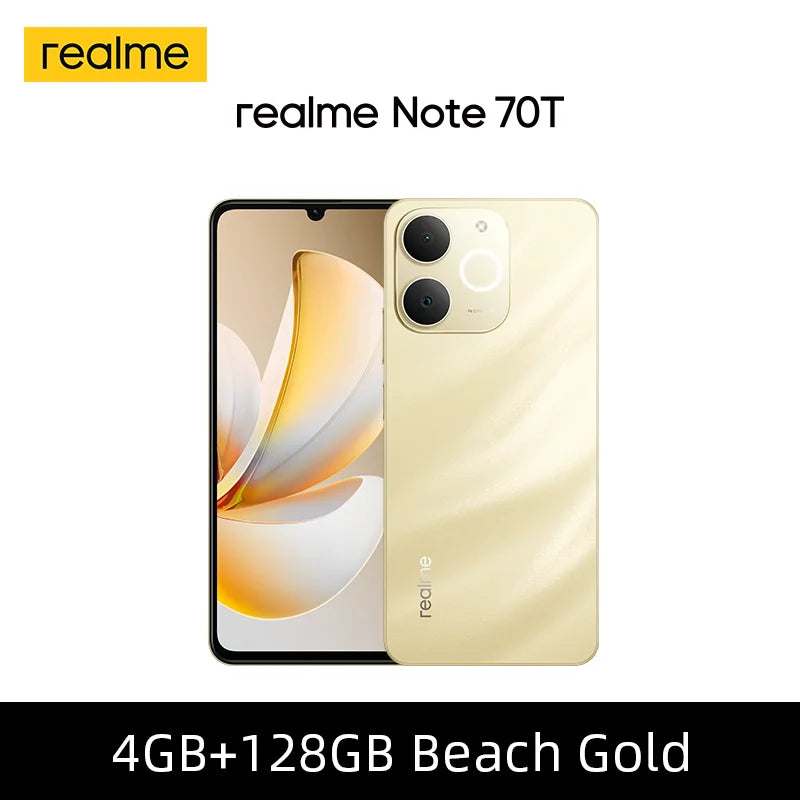 Realme Note 70T Smartphone — 6,75" 90Hz, 6000 mAh, 13 MP IA, Octa-Core, IP54, Version Mondiale