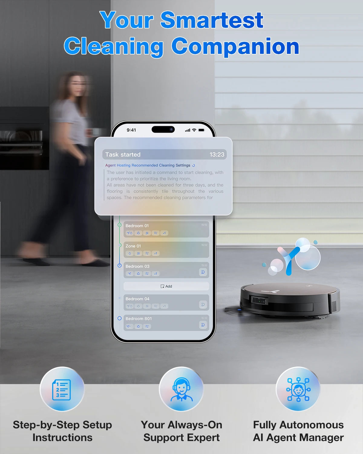 ECOVACS Robot aspirador barredor DEEBOT X11 PRO OMNI 19500pa, robot de limpieza con mopa y succión, aspiradora fregadora inalámbrica para el hogar con estación de carga