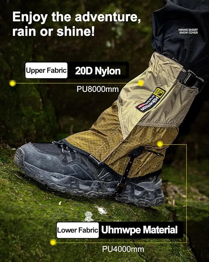 Guêtres de randonnée Dyneema pour l'extérieur, coupe-vent, imperméables, grandes protections de jambes, guêtres de trail pour le camping, le ski, la randonnée et le trekking dans le désert