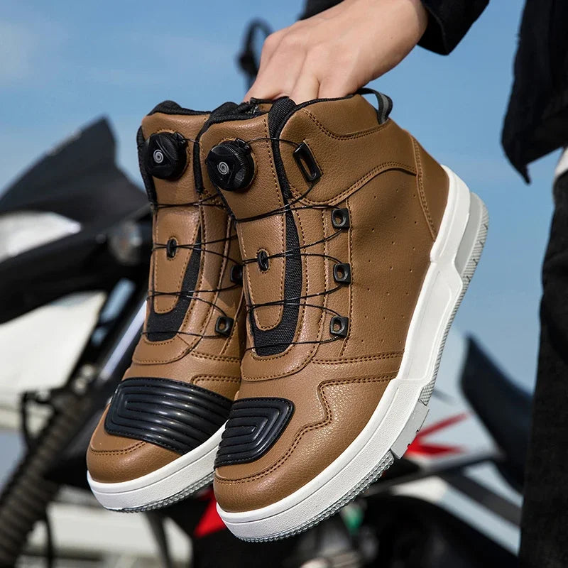 Chaussures Moto & Vélo Homme Cuir Antidérapantes — Route & Montagne