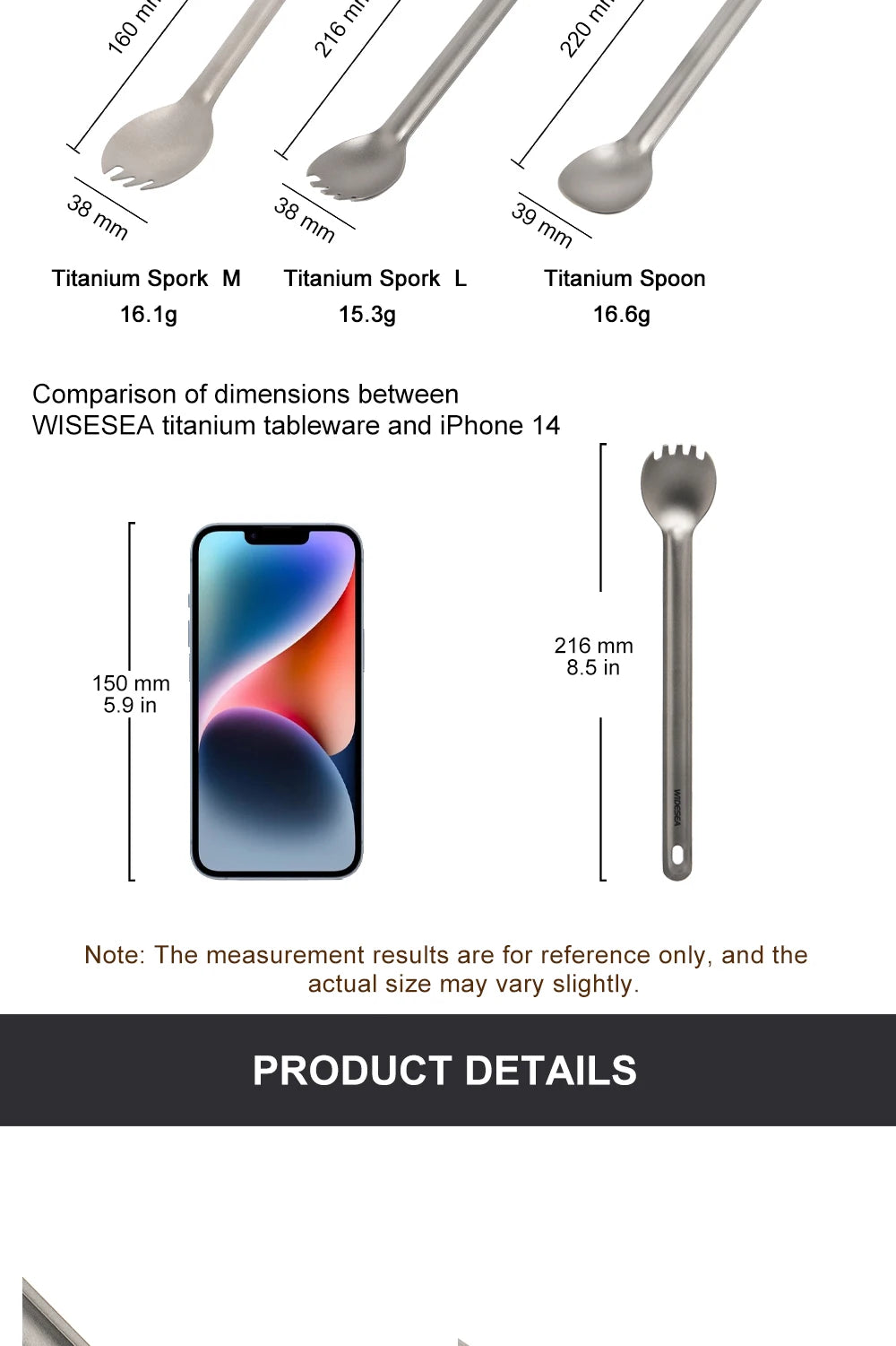 Widesea Camping titane Spork cuillère extérieur fourchette légère vaisselle Portable pique-nique randonnée voyage vaisselle ultralégère