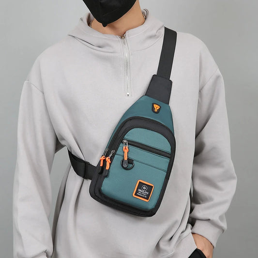 Men's Nylon Casual Chest Bag, Small Shoulder Bag for Running, Cycling, Waist, Outdoor Sports, Crossbody Bag, Travel Phone Pouch