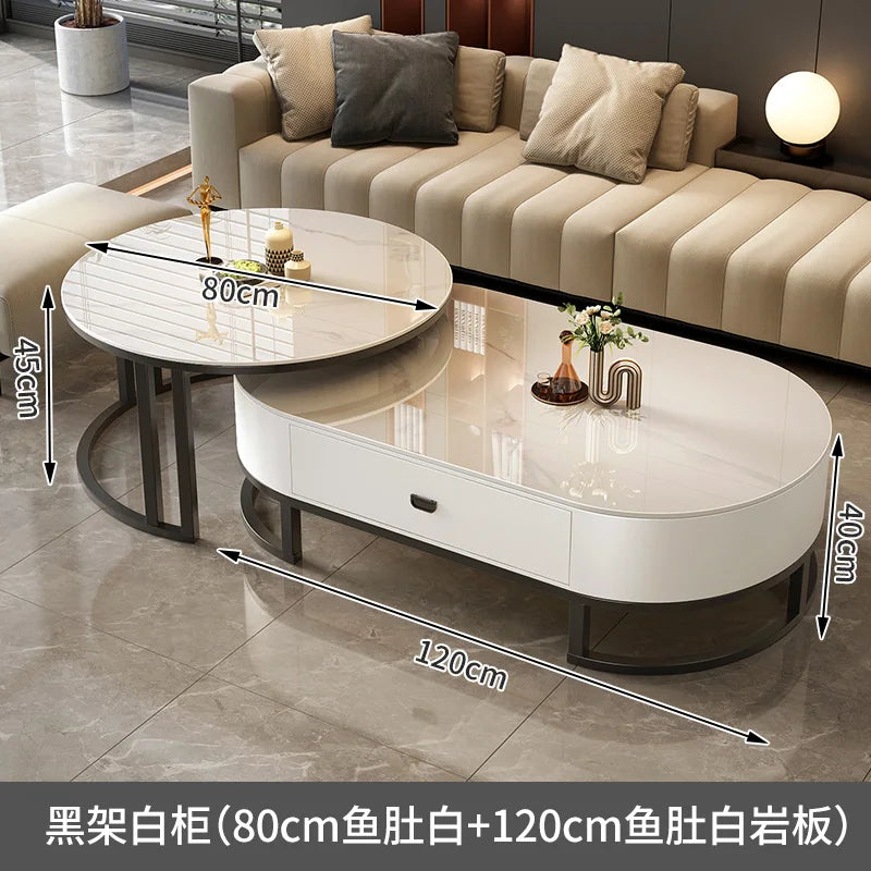 Luxury Extendable Round Modern Coffee Tables Minimalist Premium Design Book Furniture Mesa De Centro De Sala