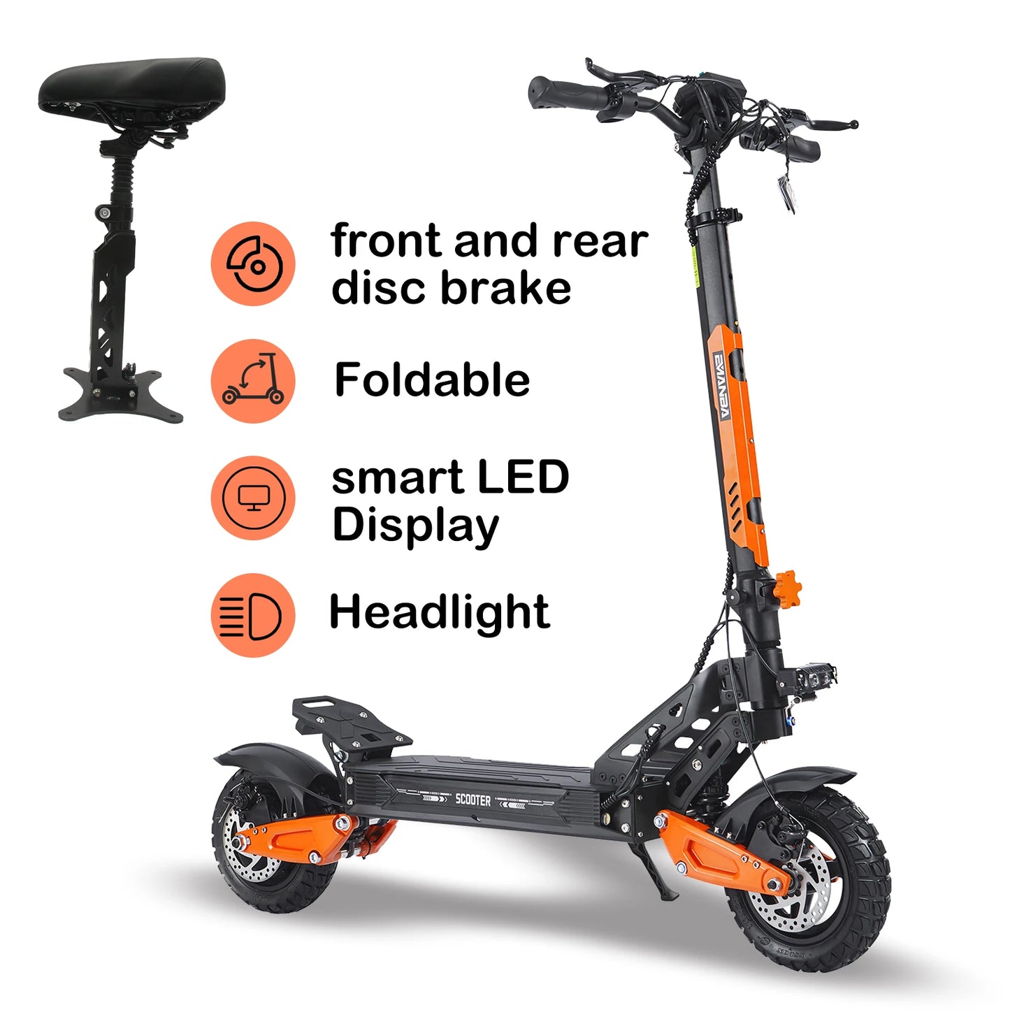 Garman Almacén 1200W Motor 48V21Ah Batería E Scooter con Asiento Llave NFC Todo Terreno Eléctrico Off-Road Patinetes Eléctricos