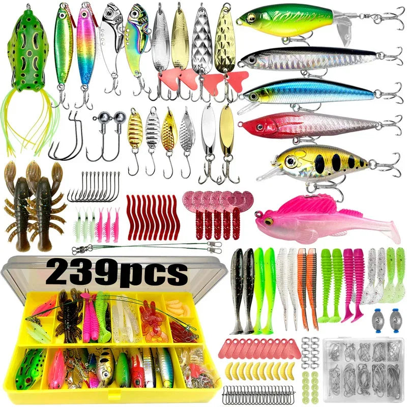 Kit de leurres de pêche pour truite, brochet, basse, multi-leurre, ensemble de matériel superposé, équipement professionnel, 83/133/193/239/409 pièces