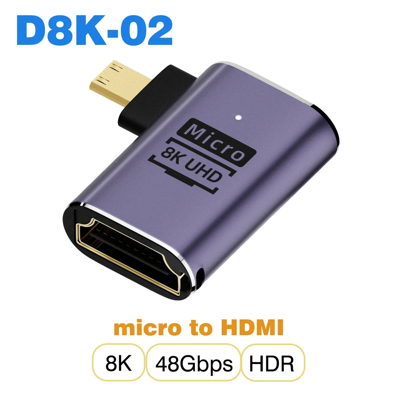 Convertisseur mini micro HDMI vers HDMI 2.1 — 48Gbps, 8K60Hz, 4K120Hz, projecteur, HDTV