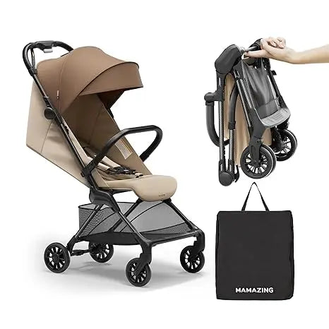 MAMAZING Ultra Air X 9.9 lbs Lightweight Carbon Fiber Travel Stroller with UPF50+ Waterproof Fabric (BROWN)