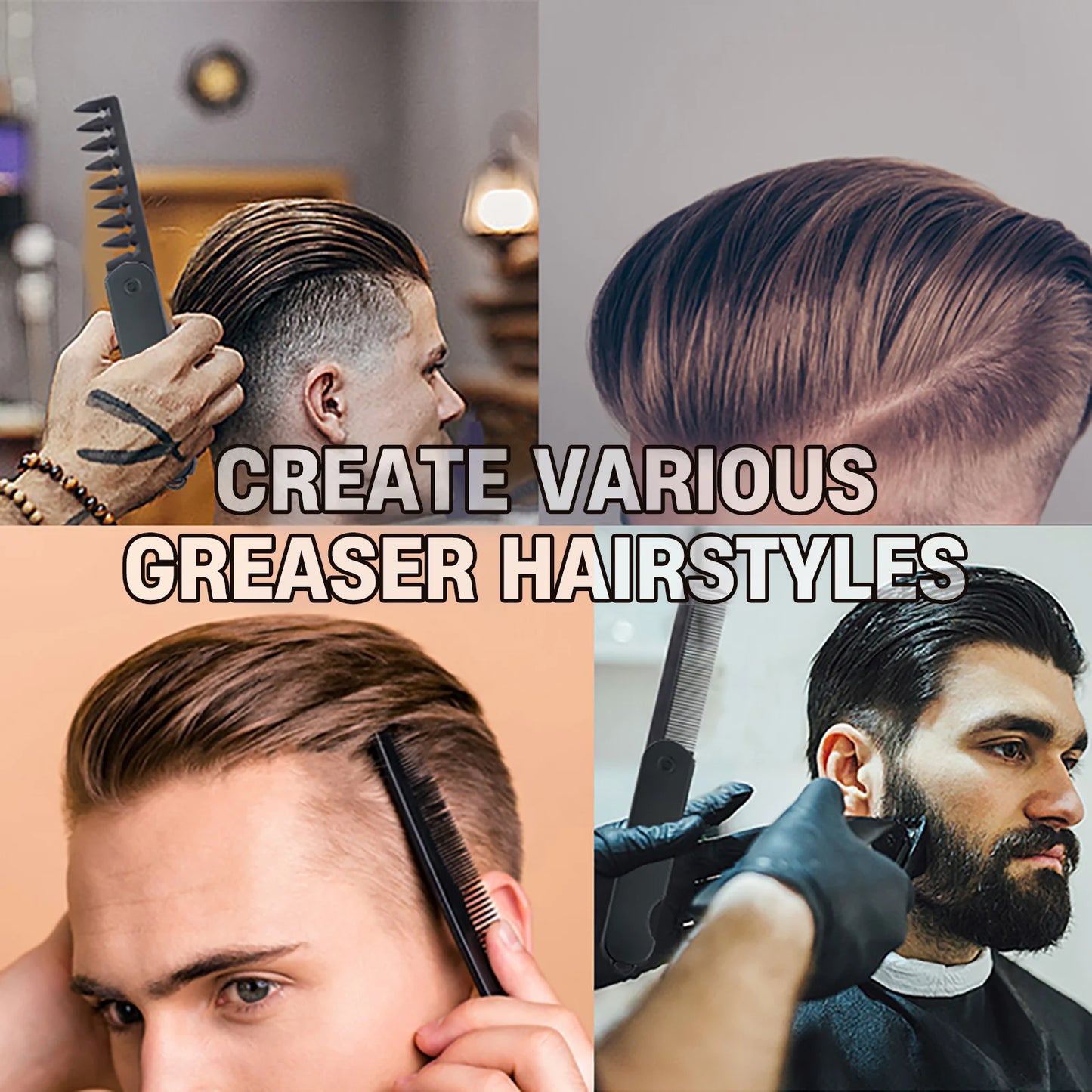 Nouveau 1/2/3 en 1 peignes pliants de poche en plastique à dents larges tête d'huile peigne barbe peignage barbier tondeuse peigne Salon outils de coiffure