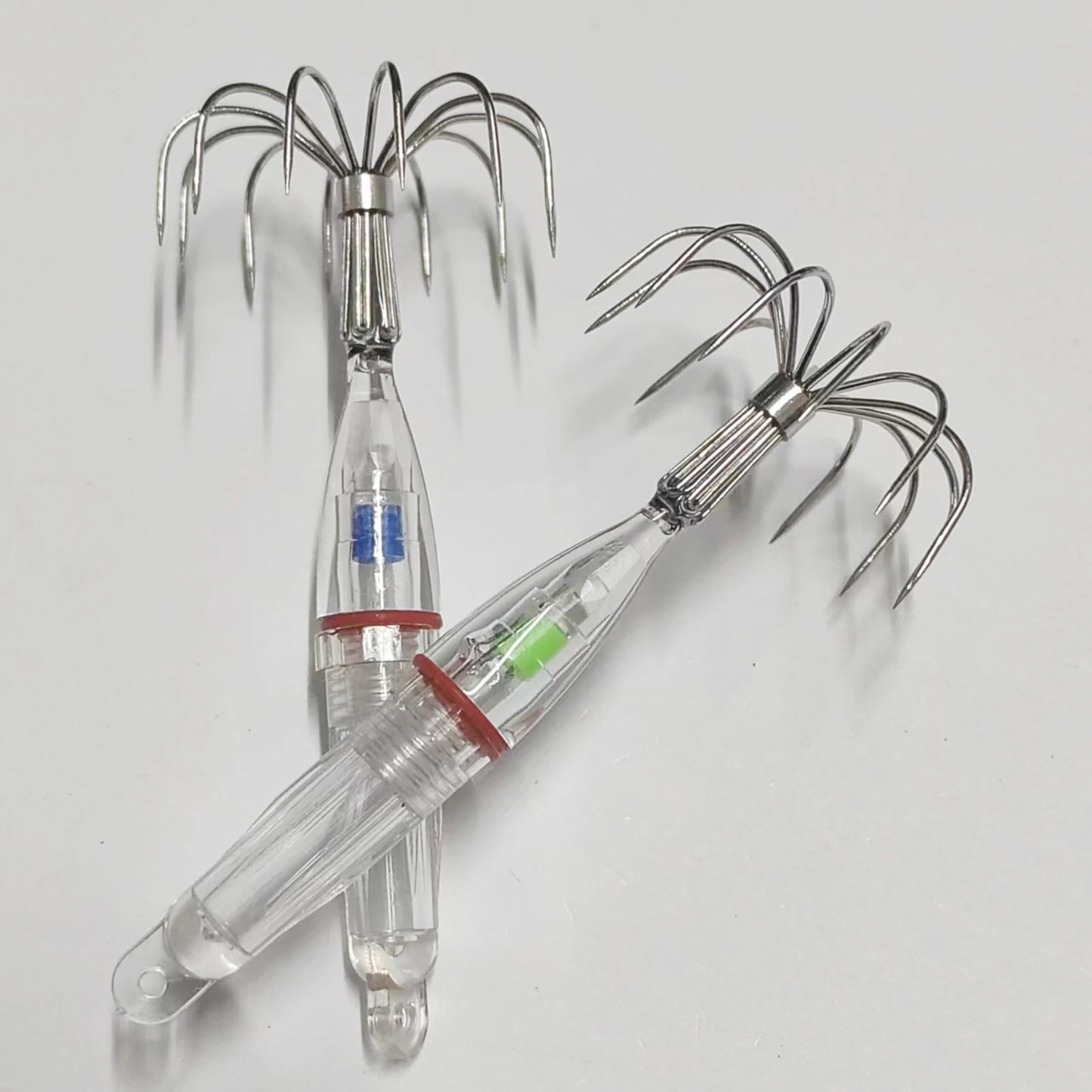Hameçons de pêche au calmar avec lumières LED, leurres, légers, faciles à utiliser, avec matériaux Anti-Corrosion, outils de lampe, 1 à 2 pièces