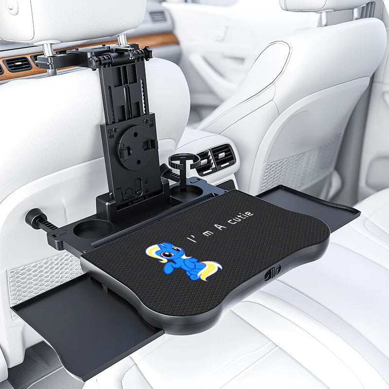 360 °   Table rotative pour plateau de voiture – Support de siège arrière en ABS, porte-ordinateur portable et porte-boissons pour les voyages sur route