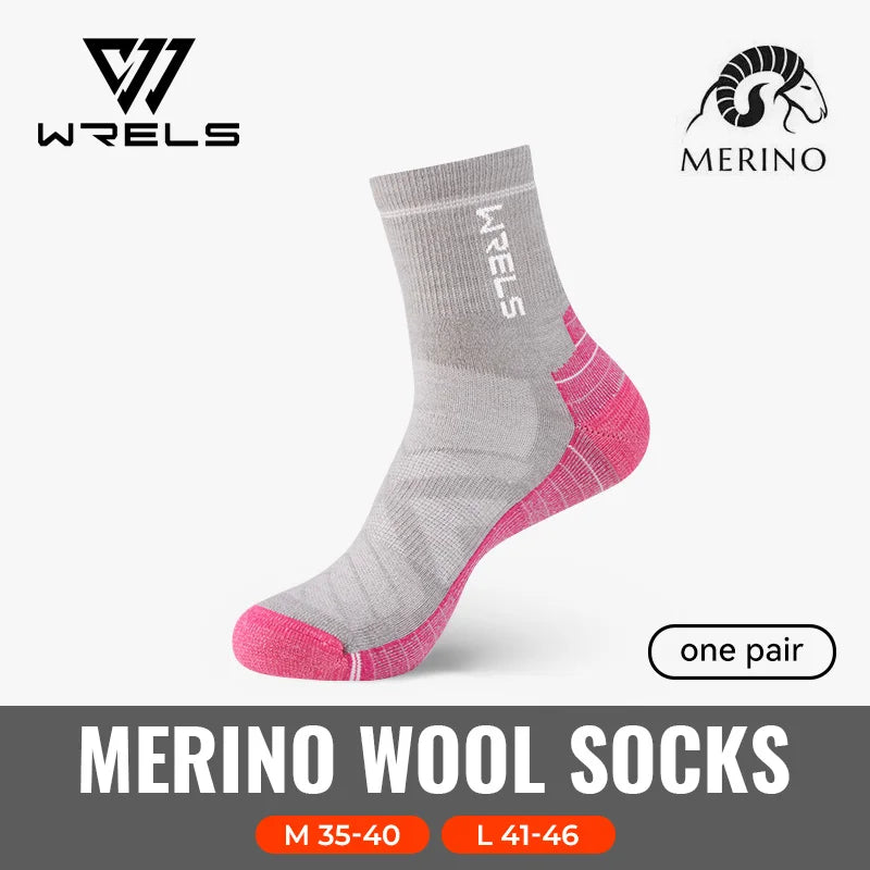 WRELS 1/2/3 paires chaussettes en laine mérinos thermique chaud hiver haute élastique épais chaussettes de randonnée Absorption d'humidité chaussettes de sport en laine