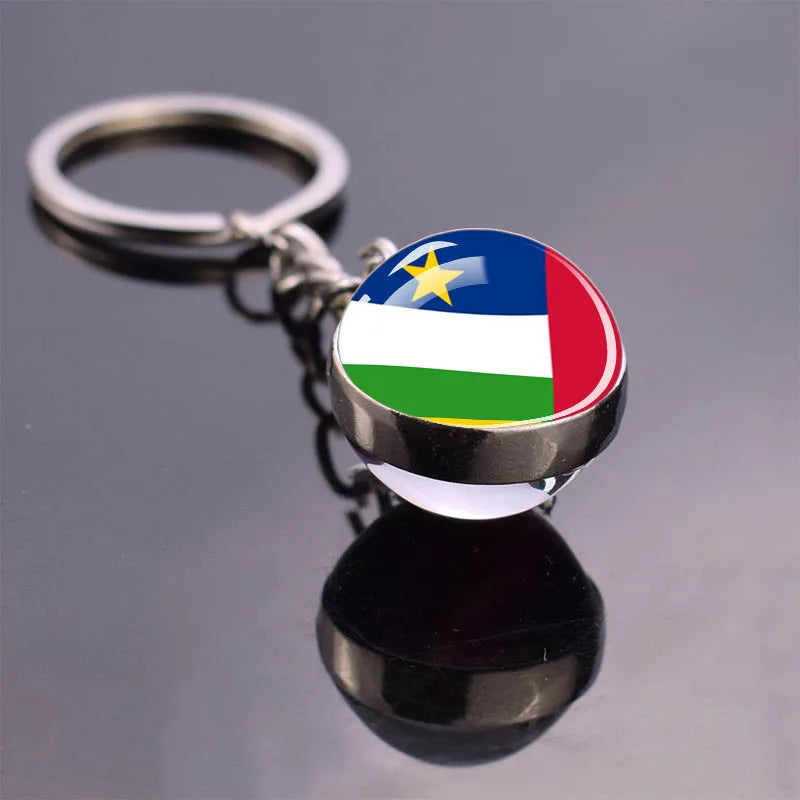 Porte-clés drapeau africain, algérie, somalie, tunisie, maroc, egypte, drapeau National, pendentif boule de verre Double face, cadeau