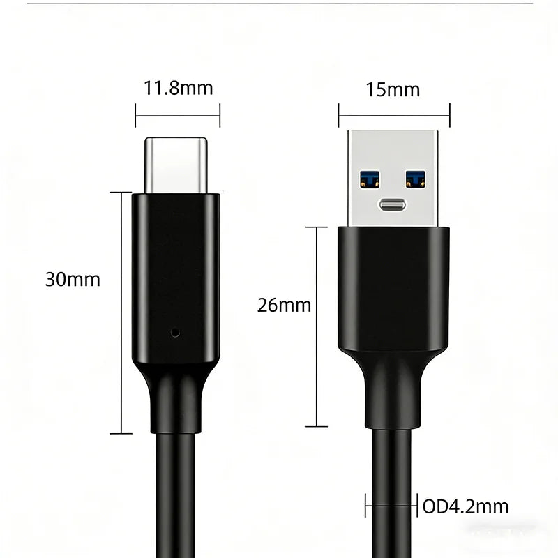 Câble USB 3.2 Type-C vers USB-A 10 Gbps 60W — Charge rapide & Transfert de données