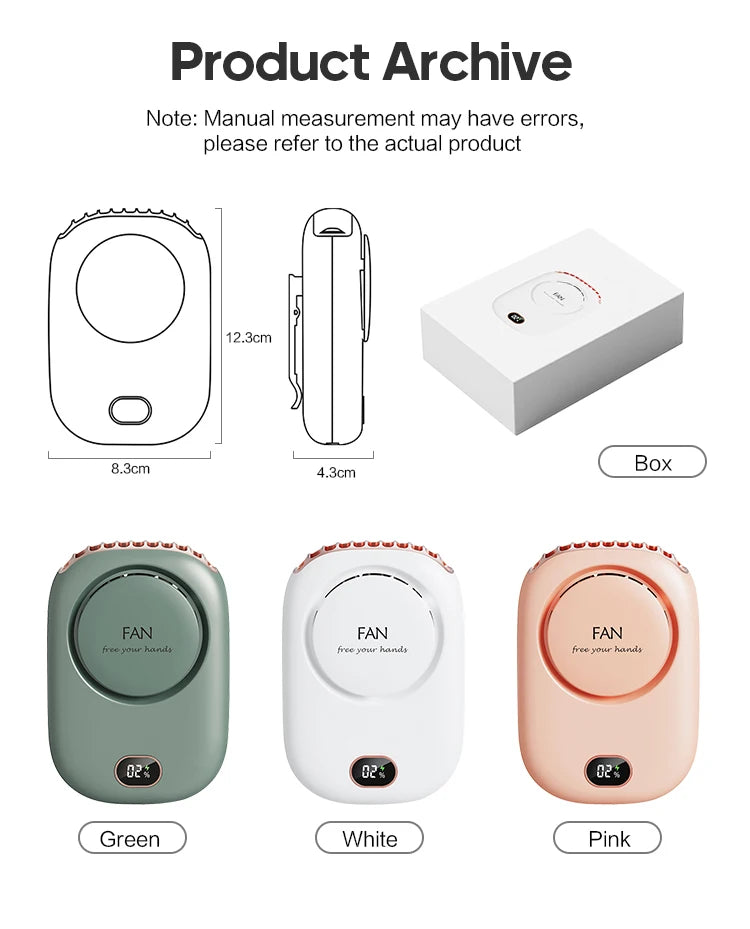 Ventilateur de cou portable Mini ventilateur de taille sans lame USB rechargeable Ventilateur de refroidissement sportif pour les sports de plein air et les voyages