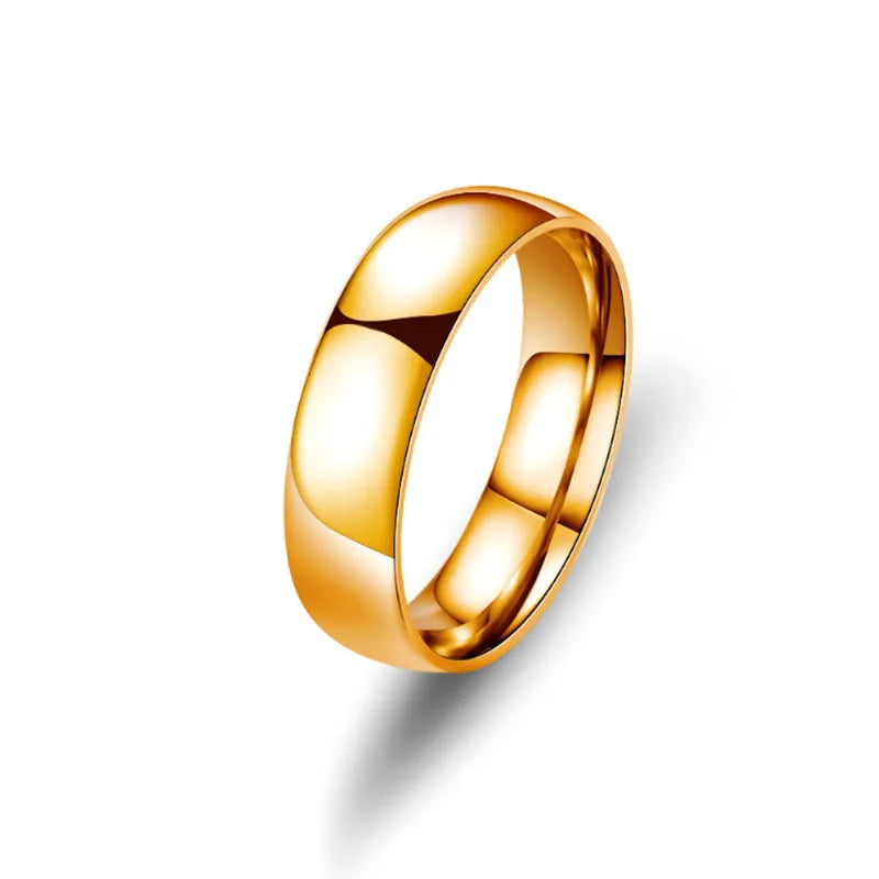 6mm Simple Titanium Ring for Women and Men, Allergy Prevention, Highly Polished Wedding Bands, Stainless Steel, Couple Finger Jewelry, Gifts