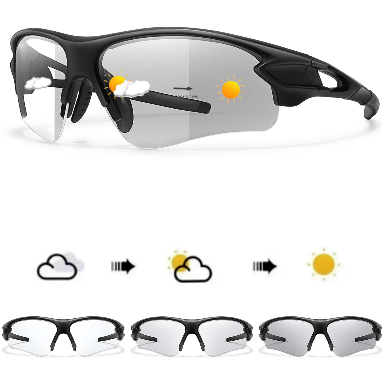 Lunettes de soleil photochromiques pour hommes et femmes, lunettes de sport de plein air, pêche, cyclisme, course à pied, conduite, marque de mode