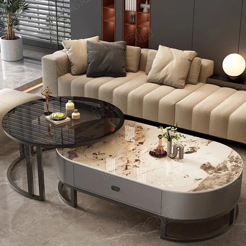 Luxury Extendable Round Modern Coffee Tables Minimalist Premium Design Book Furniture Mesa De Centro De Sala
