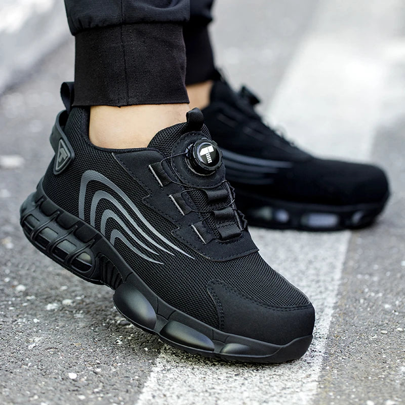 New Men's Rotary Knob Safety Shoes, Anti-Impact and Anti-Puncture Work Shoes, Fashionable Men's Sports Shoes with Professional Safety