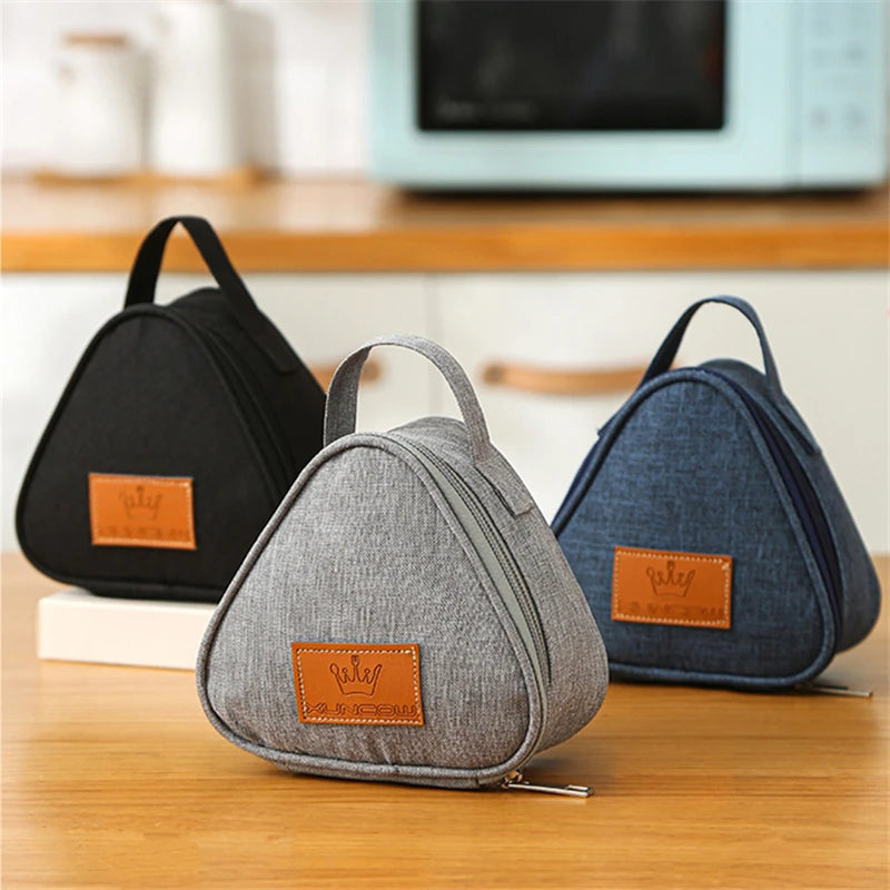 Mini bolsa aislante triangular de aluminio, enfriador térmico, bolsa de almuerzo para estudiantes, bolsa para bolas de arroz, fiambrera, bolsas de transporte para almuerzo Bento