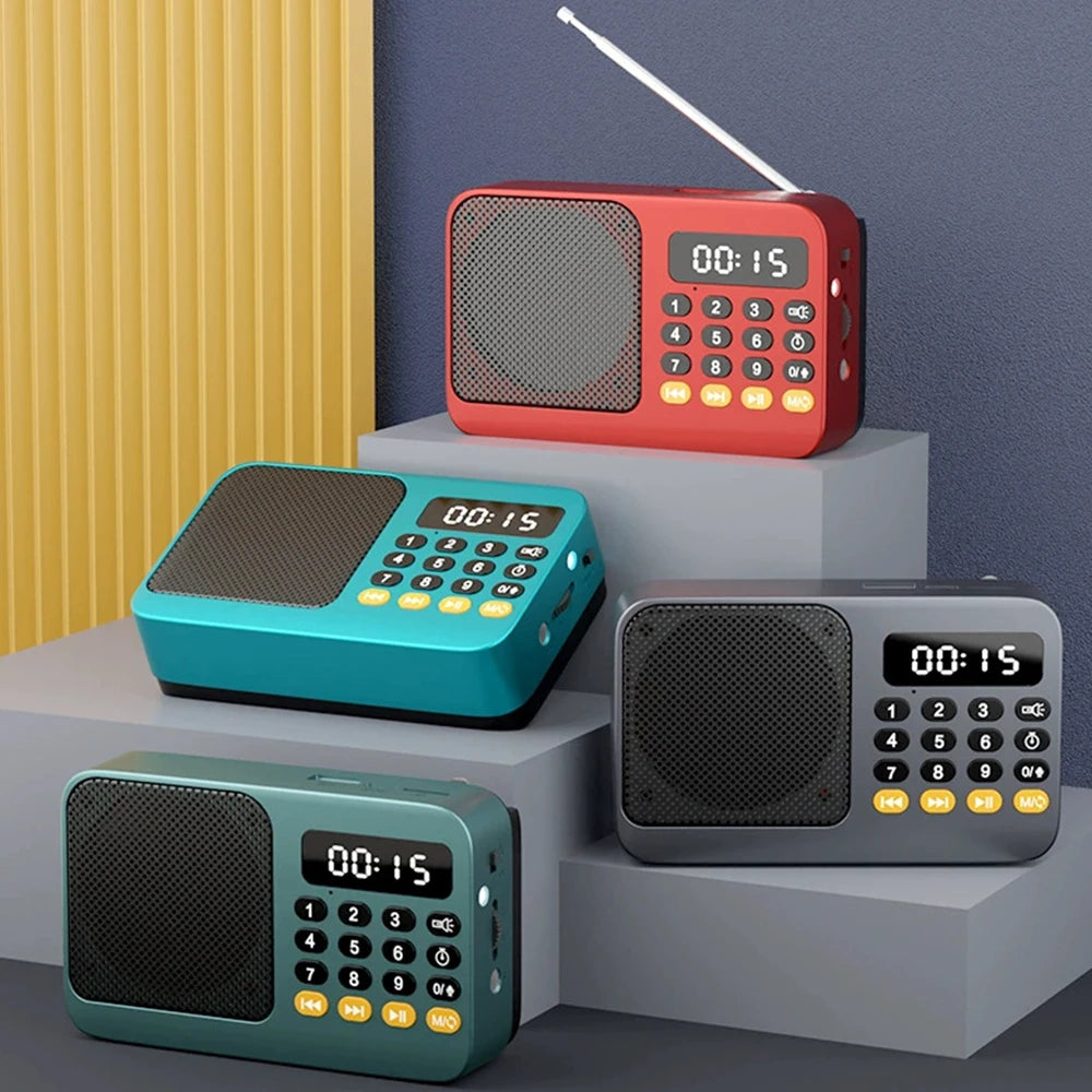 Radio FM portátil Bluetooth 5.0, pequeña caja de sonido recargable de emergencia, Mini altavoz Vintage, reproductor de MP3, compatible con tarjeta TF, unidad USB