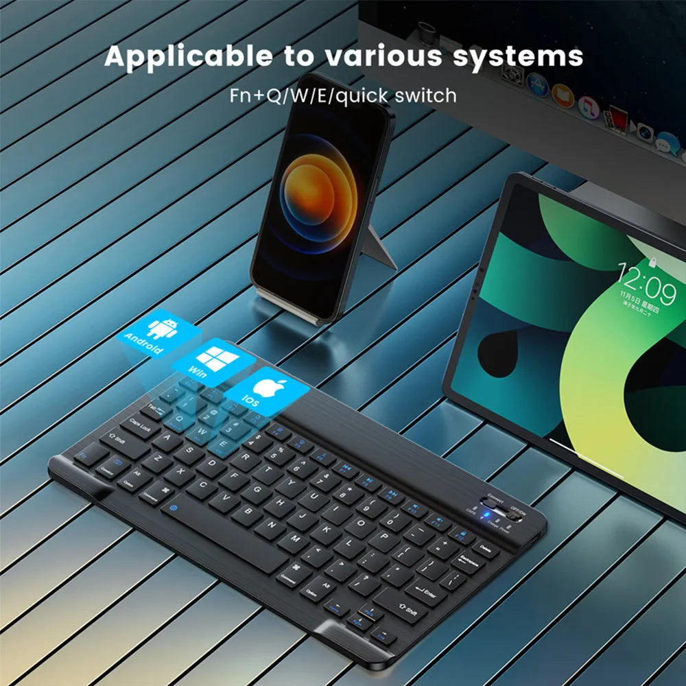 Wireless Bluetooth Keyboard and Mouse, for iOS, Android, Windows, Tablet, iPad Air Mini Pro, Spanish, Korean, Portuguese, Russian