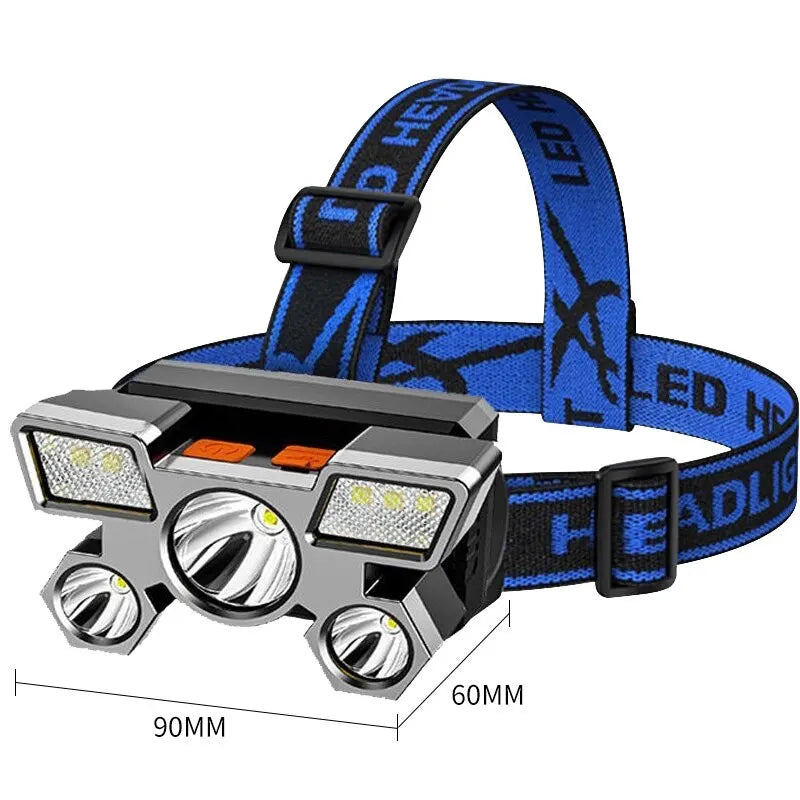 Linterna de sauna portátil recargable por USB, linterna de 5 LED con batería incorporada, ideal para el trabajo, la pesca o el camping