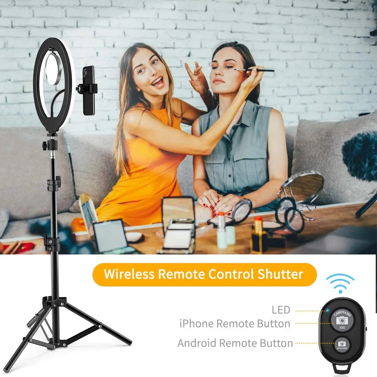 Anneau Lumineux LED Selfie 16/26/33 cm — Trépied, Télécommande Bluetooth, Éclairage Vidéo