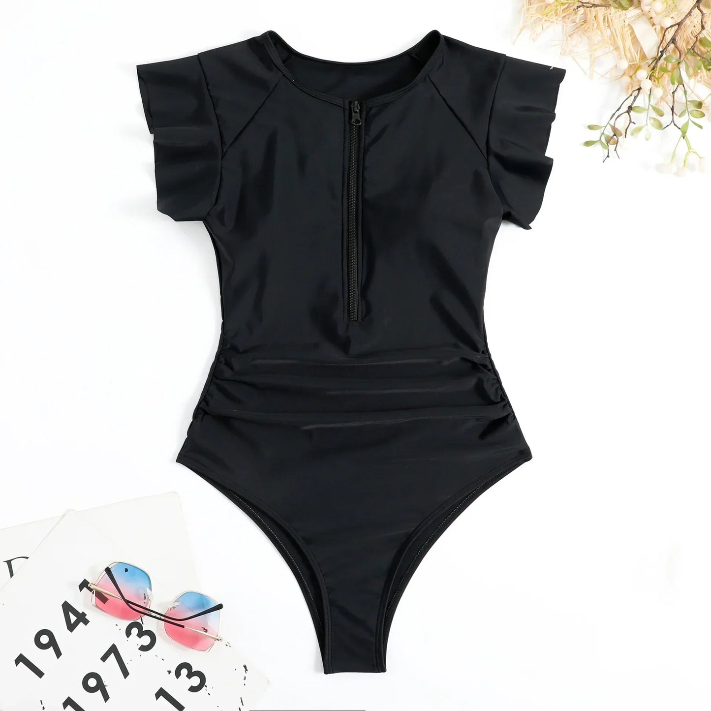 Maillot de bain une pièce avec fermeture éclair, robe courte, à la mode, Sexy, Bikini, épais, imprimé, vêtements de plage, été, 2024