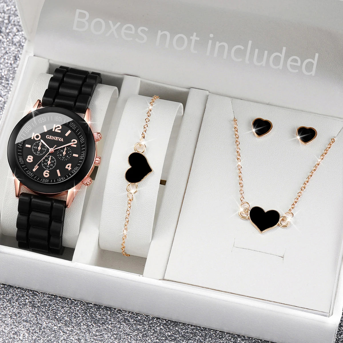 Ensemble Montres Quartz Silicone Femme — 5-6 Pièces Mode Cadeau Fille