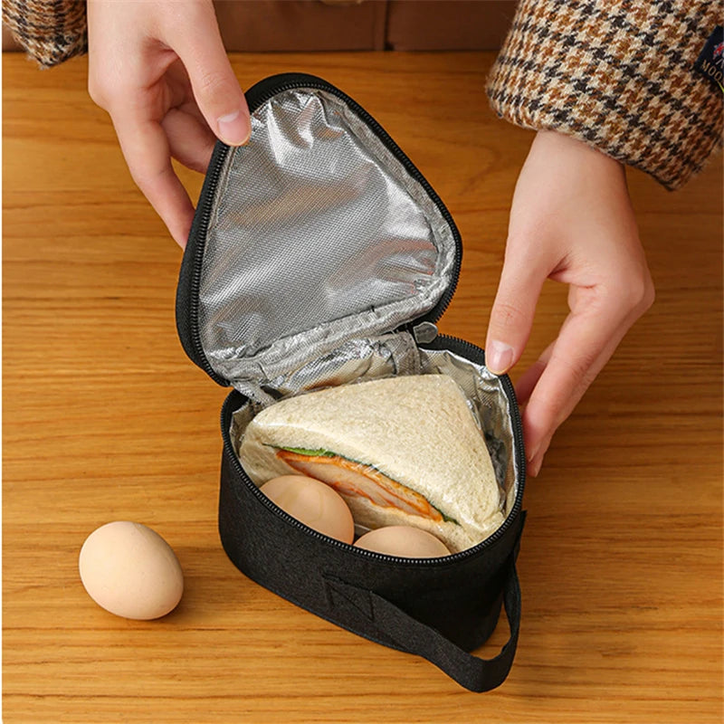 Mini bolsa aislante triangular de aluminio, enfriador térmico, bolsa de almuerzo para estudiantes, bolsa para bolas de arroz, fiambrera, bolsas de transporte para almuerzo Bento