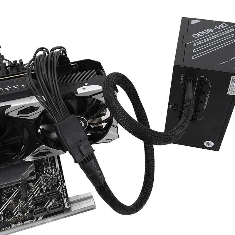 RGEEK – câble de carte graphique 12VHPWR, 15cm, Double 8 broches à 16 broches (12 + 4 broches), Extension GPU, câble adaptateur de répartiteur de puissance pour PC de bureau