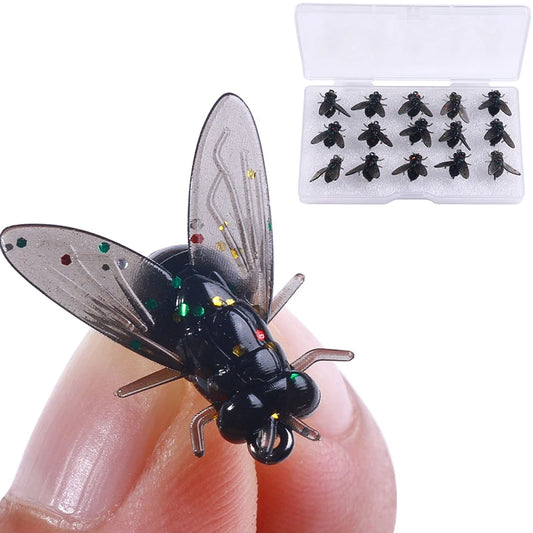 15pcs Box Kit Fishing Lure Stream Soft Bait Simulation Flies Insects Baits Small Fish Catch Artificial Lures Pike Carp Bass BAIT
