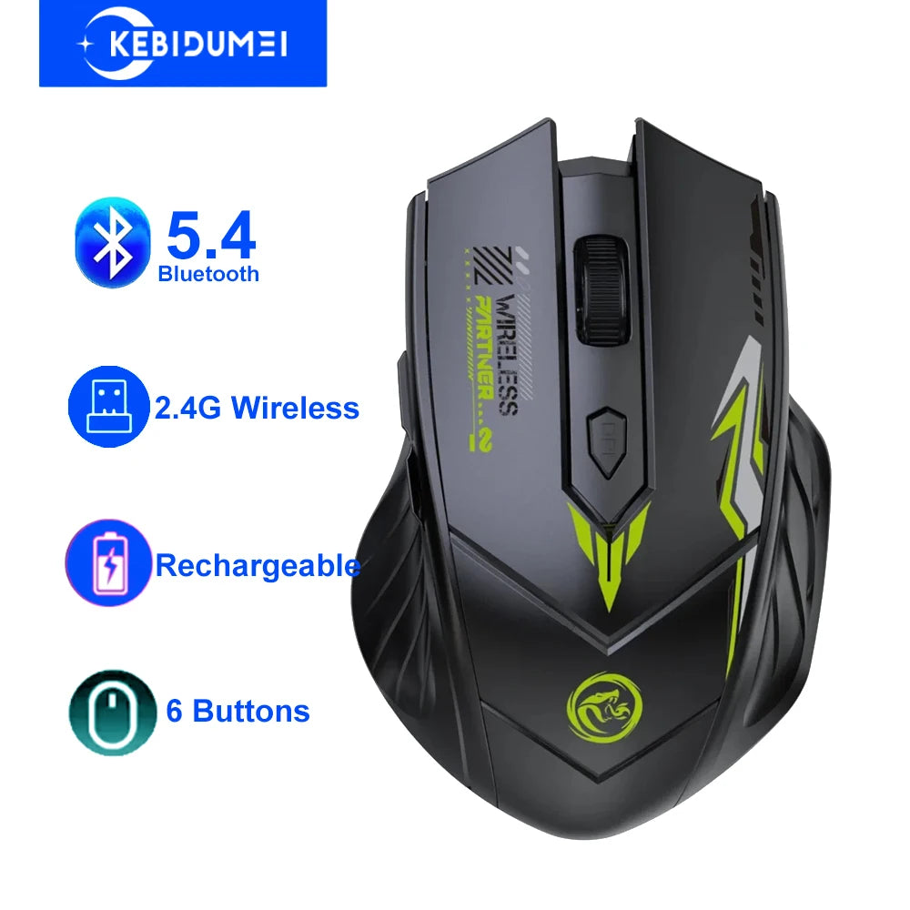 Souris Bluetooth 5.4 double Mode 2.4G souris sans fil 6 boutons souris de jeu bureau souris silencieuse souris Rechargeable pour ordinateur portable