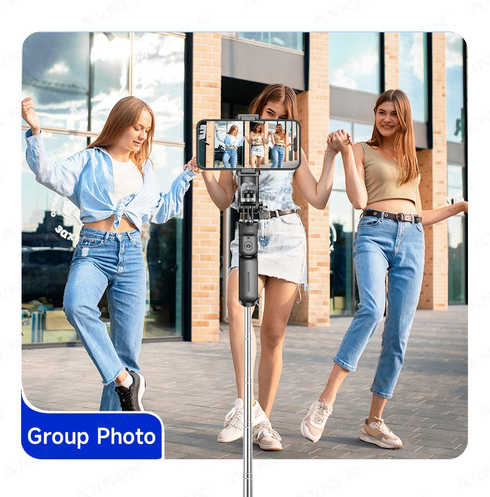 Perche à selfie trépied 1708mm avec télécommande Bluetooth — rotation 360°, interface 1/4", lumière optionnelle