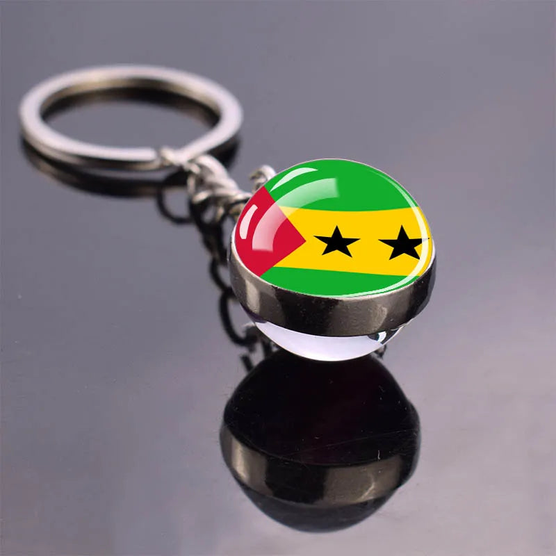 Porte-clés drapeau africain, algérie, somalie, tunisie, maroc, egypte, drapeau National, pendentif boule de verre Double face, cadeau