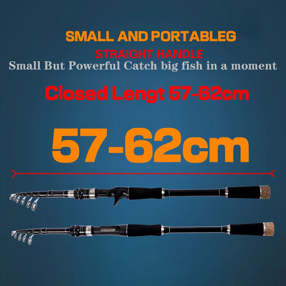 1.8M 2.1M 2.4M 2.7M 3.0M canne à pêche télescopique Portable en Fiber de carbone filature/coulée canne à poisson matériel