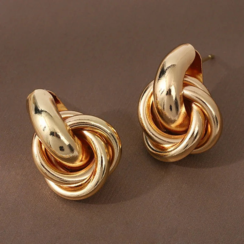 Women's Knot Earrings, Gold Silver Color, Shiny Plating, Trendy Stud, Cute, Everyday Wear, Jewelry
