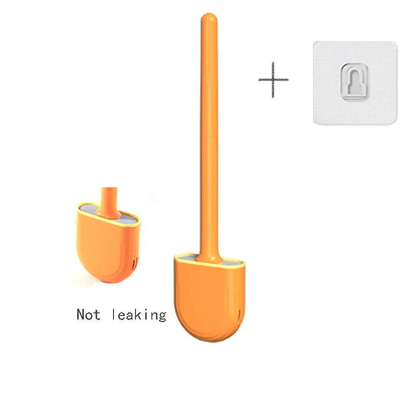 Brosse de toilette murale avec support, brosse de toilette en silicone à long manche, poils souples, accessoires pour livres et WC