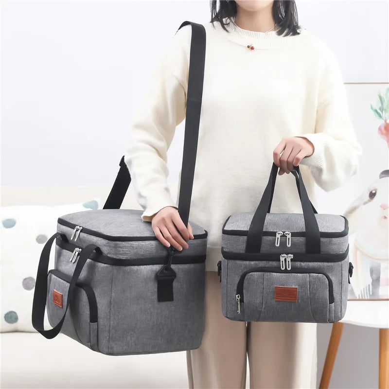 Sacs à déjeuner isothermes multifonctionnels à Double couche pour femmes et hommes, boîte à déjeuner de pique-nique de voyage de grande capacité avec bandoulière