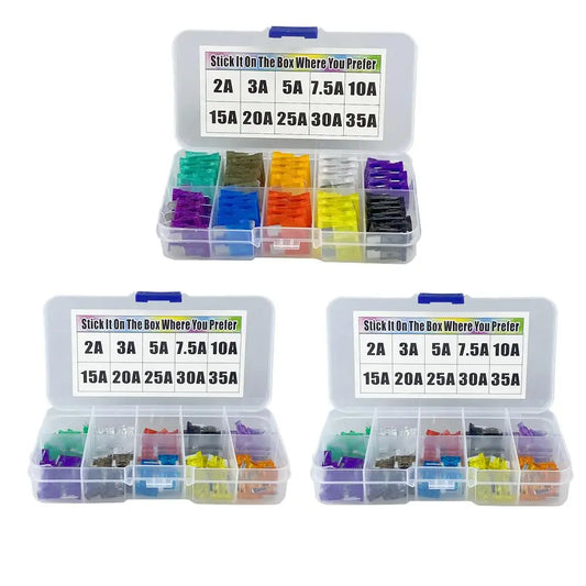 Mini Car Fuses 2A/3A/5A/7.5A/10A/15A/20A/25A/30A/35A Ampere with Storage Case, Assortment Blade Fuse Set Kit