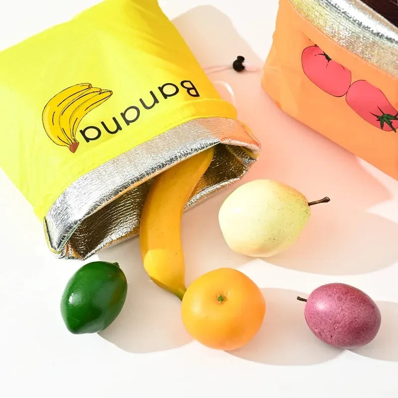 Bouche Conservation Isotherme Réutilisable — Bananes Laitues Légumes Fermeture Cordon