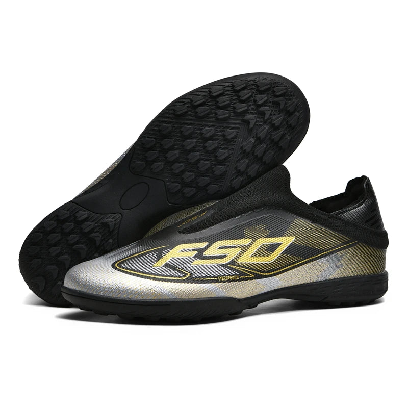 Chaussures de Football FG Homme Microfibre Montantes Sans Lacets — Niveau Avancé, Pelouse EU 34–46