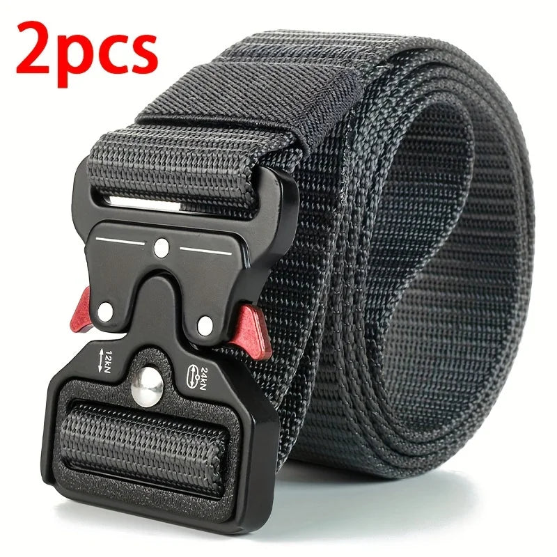Cinturones tácticos multiusos para hombre, duraderos, diseño ajustable, para entusiastas de los deportes al aire libre, combina con jeans, para hombres y mujeres, 1 pieza/2 piezas