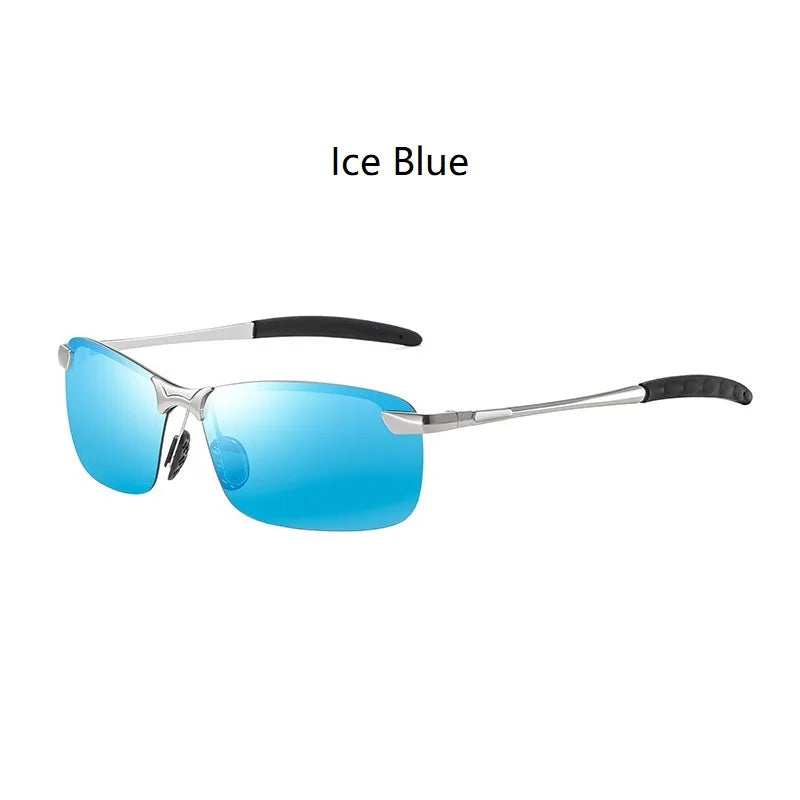 Lunettes de soleil polarisées classiques en métal pour hommes, mode, conduite, pêche, demi-monture, rétro, marque de luxe, lunettes de créateur, UV400