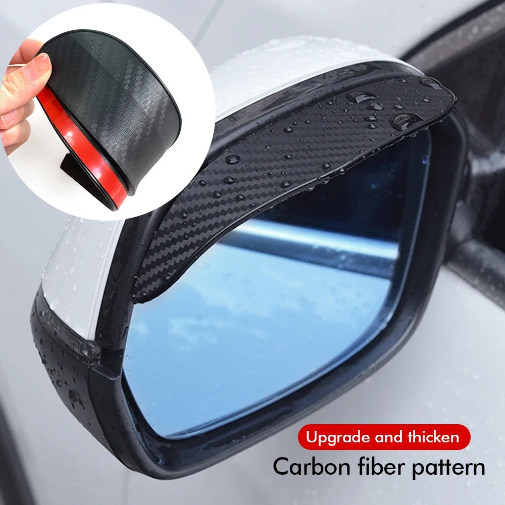 Pare-soleil en fibre de carbone pour rétroviseur de voiture, pare-soleil, protection, vision claire pour la pluie, accessoires de rétroviseur, 2 pièces