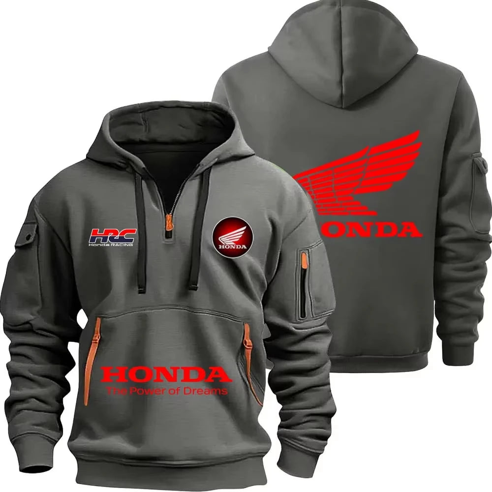 Sudadera con capucha y cremallera Honda para entusiastas de los deportes al aire libre 2025, nueva moda para hombre y mujer, bolsillo con media cremallera, sudadera con capucha para primavera y otoño