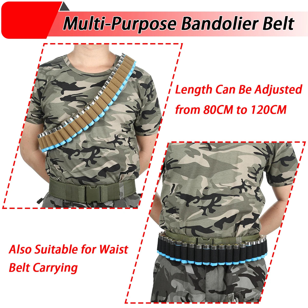 Bandolier pour fusil de chasse 12GA, 27 cartouches réglables, support de coque de calibre 12, sangle de taille, accessoires de chasse et de tir