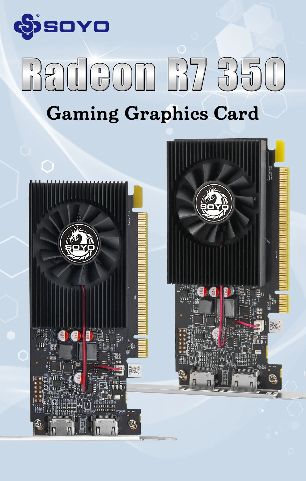 SOYO – carte graphique AMD Radeon R7 350, 4 go, mémoire DDR5, 128 bits, compatible HDMI, VGA, DVI, pour composants d'ordinateur de bureau