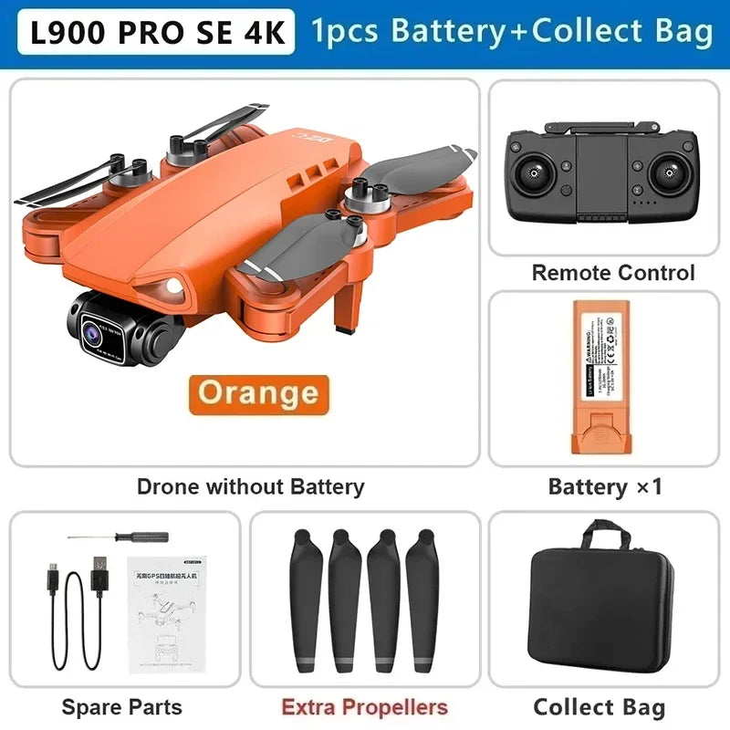 Drone GPS L900 Pro SE MAX 4K, doble cámara HD profesional 5G WIFI 360° Motor sin escobillas para evitar obstáculos Rc FPV Quadcopter Dron